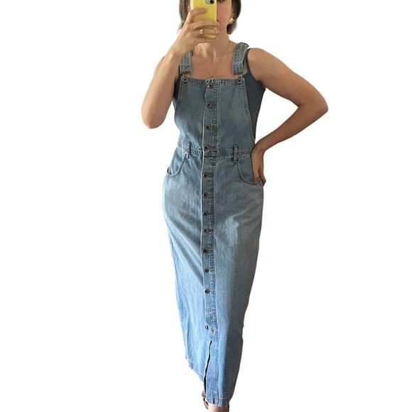 Vintage Dresses & Skirts - Vintage Denim Maxi Length Jumper Size Medium